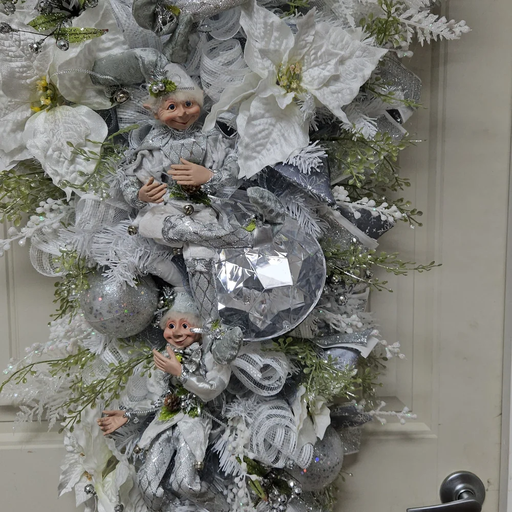 Festive Silver and White Holiday Wreath